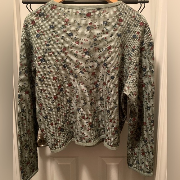 Vintage DWSF Floral Green Cardigan, S/M - Picture 4 of 4